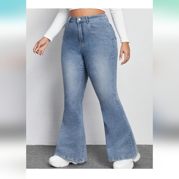 NWOT Back Star Patchwork Flare Jeans Skinny Bell Bottom Raw Hem Denim Pants - Picture 4 of 7